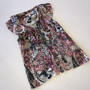100% SILK Banana Republic Floral Ruffle Top Small